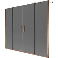 Mexen Velar Duo Badewannenfaltwand 2-flügelig verschiebbar 170 x 150 cm, Graphit, Roségold - 896-170-000-42-60