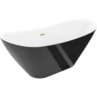 Mexen Lotos freistehende Badewanne 170 x 75 cm, weiß/schwarz, Überlauf in gebürstetem Gold - 52051707775-55