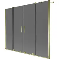 Mexen Velar Duo Badewannenfaltwand 2-flügelig verschiebbar 200 x 150 cm, Graphit, Gold - 896-200-000-42-50