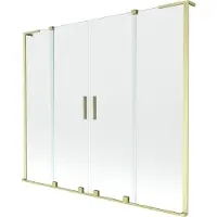 Mexen Velar L Duo Badewannenabtrennung 2-flügelig verschiebbar 170 x 150 cm, transparent, gebürstetes Gold - 896-170-003-02-55