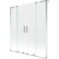Mexen Velar L Duo Badewannenwand 2-flügelig verschiebbar 160 x 150 cm, transparent, Chrom - 896-160-003-02-01