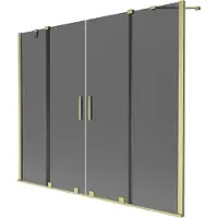 Mexen Velar Duo Badewannen-Faltwand 2-flügelig, verschiebbar 170 x 150 cm, graphit, gebürstetes Gold - 896-170-000-42-55