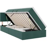 vidaXL LED-Speicherbett mit Matratze Dunkelgrün 100 x 200 cm Samt
