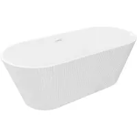 Mexen Yara freistehende geriffelte Badewanne 170 x 75 cm, weiß, weißer Überlauf - 52861707500-20