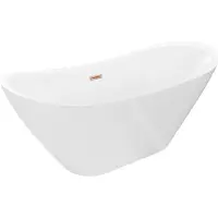 Mexen Lotos freistehende Badewanne 180 x 75 cm, weiß, Überlauf gebürstetes Kupfer - 52051807700-65