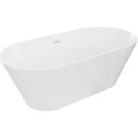Mexen Luna Slim freistehende Badewanne 170 x 75 cm, weiß, Überlauf weiß - 52041707500-20