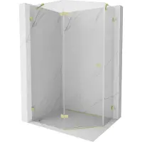 Mexen Lunar fünfeckige Duschkabine schwenkbar links 90 x 80 cm, transparent, gold gebürstet - 831-090L-080P-55-00-L