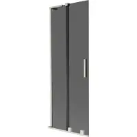 Mexen Velar L Badewannenfaltwand 2-flügelig, verschiebbar 75 x 150 cm, graphit, gebürsteter Nickel - 896-075-003-41-97