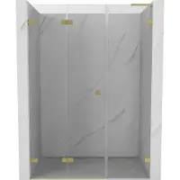 Mexen Lunar-F L Falttür Duschabtrennung links 130 cm, transparent, gebürstetes Gold - 836SL-130-050-55-00-L