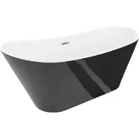 Mexen Dora freistehende Wanne 160 x 75 cm, weiß/schwarz, Überlauf Chrom - 52071607575-01