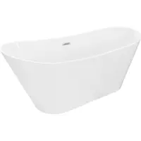 Mexen Dora freistehende Badewanne 150 x 75 cm, weiß, Überlauf gebürsteter Nickel - 52071507500-97