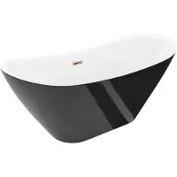 Mexen Lotos freistehende Badewanne 180 x 75 cm, weiß/schwarz, Überlauf Roségold - 52051807775-60