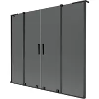 Mexen Velar L Duo Badewannenabtrennung 2-flügelig, verschiebbar, 170 x 150 cm, Graphit, Schwarz - 896-170-003-42-70