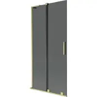 Mexen Velar L Badewannenabtrennung 2-teilig verschiebbar 95 x 150 cm, Graphit, gebürstetes Gold - 896-095-003-41-55