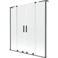 Mexen Velar L Duo Badewannenabtrennung 2-flügelig verschiebbar 140 x 150 cm, transparent, gun metal - 896-140-003-02-95