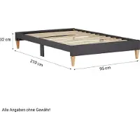 Homestyle4u Polsterbett 90x200 mit Lattenrost Einzelbett Futonbett Bettgestell Grau