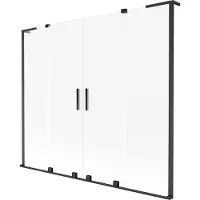 Mexen Velar L Duo Badewannenabtrennung 2-flügelig verschiebbar 200 x 150 cm, matt, schwarz - 896-200-003-32-70