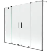 Mexen Velar Duo Badewannenwand 2-flügelig verschiebbar 190 x 150 cm, transparent, gun metal - 896-190-000-02-95