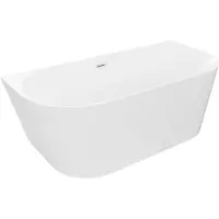 Mexen Oval Slim freistehende Wandbadewanne 170 x 80 cm, weiß, Überlauf gebürstetes Nickel - 52661708000-97