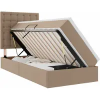 Syfax Bett mit Stauraum und LED Cappuccino 90 x 200 cm Kunstleder