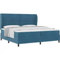 Syfax Boxspringbett mit Matratze Dunkelblau 200 x 200 cm Samt