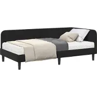 Syfax Eckbettgestell Schwarz 90 x 200 cm Samt