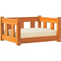 Syfax Hundebett Wachsbraun 55 x 45 x 28 cm Massives Kiefernholz