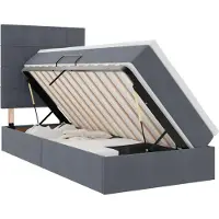 vidaXL LED-Speicherbett mit Matratze Dunkelgrau 90 x 190 cm Samt
