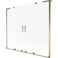 Mexen Velar L Duo Badewannenfaltwand 2-flügelig verschiebbar 200 x 150 cm, Frost, Roségold - 896-200-003-32-60
