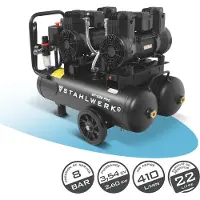 Stahlwerk Kompressor mit 22 L Tank (ST-228 Pro) – ölfrei, 8 bar, Druckluftkompressor, Brushless-Motoren, 3,54 PS, 2,6 kW, 410 l/min, Silent-Kompressor