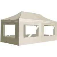 The Living Store Profi-Partyzelt Faltbar mit Wänden Aluminium 6×3m Creme