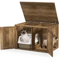 Costway 80x54x53,5 cm Katzenschrank, Katzentoilette mit Doppeltür, Trennwand, Katzenhaus, Katzenklo Schrank für Innenräume, Katzenmöbel für Katzen