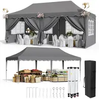 StarTech.com Faltpavillon/Partyzelt - Pop Up 3 x 6 m - 420D Oxford, Polyurethanbeschichtet - Wasserdicht - UV-Schutz 50+ - Stahlrahmen - 6 Seitenteile & 12 Bodenheringe - Grau