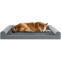 Costway XXL Orthopädisches Hundebett groß, Hundesofa mit Hundekissen, Abnehmbarer waschbarer Bezug, erhöhte Ränder, Hundecouch, Grau