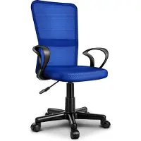 Tresko Bürostuhl blau Schreibtischstuhl Drehstuhl, mit Armlehnen & Kunststoff-Leichtlaufrollen, stufenlos höhenverstellbar, gepolsterte Sitzfläche, ergonomische Passform
