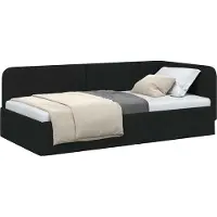 Syfax Eckbettgestell Schwarz 90 x 200 cm Stoff
