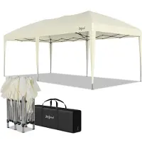 Zelsius Faltbarer Pavillon 3 x 6 m, Beige, Pop-Up Faltpavillon, Gartenzelt, Partyzelt mit Tasche