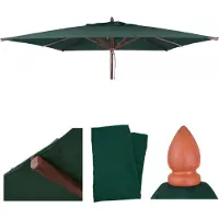 Mendler Ersatz-Bezug für Gastronomie Holz-Sonnenschirm MCW-C57b, Sonnenschirmbezug, eckig 3x3m Polyester dunkelgrün