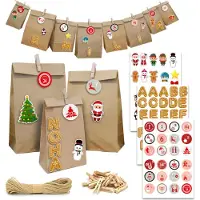 Dune Design DIY Adventskalender zum Befüllen - 24 Papiertüten in 3 Größen Sticker Bastelset