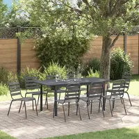 vidaXL CLORIS Garten Essgruppe 9 pcs Anthrazit Stahl - Gartenmöbelgarnituren 3378817
