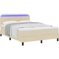 Syfax Boxspringbett mit Matratze mit LED Creme 140 x 190 cm Stoff