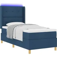 Syfax Boxspringbett mit LED-Lichtleisten Blau 100 x 200 cm Stoff