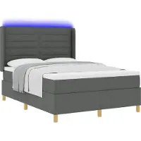 Syfax Boxspringbett mit LED-Lichtleisten Grau 140 x 200 cm Stoff