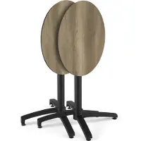 Oviala Runder neigbarer Gartenbistrotisch 70cm 4 Sitzplätze geräucherte Eiche - Opera
