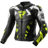 Rebelhorn Inferno Motorrad Lederjacke, schwarz/weiß/gelb, 48