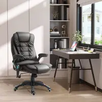 OKWISH Verstellbarer Massage-Bürostuhl Bürosessel mit Massagefunktion und integrierte Wärmefunktion,Arbeitsstuhl mit 5 Rollen und Mechanismus, Gamingsessel aus Kunstleder,Braun