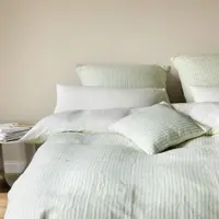 Elegante Halbleinen Bettwäsche Bold 200x200 cm + 2x 80x80 cm | pastellgrün - grün