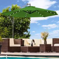 Swing&Harmonie Luxus Sonnenschirm mit LED Beleuchtung Ampelschirm 300 cm Garten Schirm Pavillon - grün