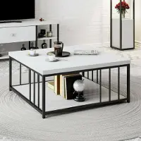 Dmora Couchtisch Ankaa 90x90x40h cm Weiß, Zeitschriftenablage