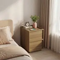 STILVORA Nachttisch MDF/Spanplatte eichefarben 38x48x55 cm mit 2 Schubladen